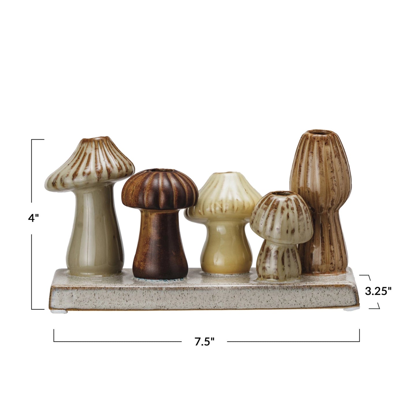 Stoneware Mushroom Shaped Multi Vase w/ 5 Vases (Each OneWill Vary)