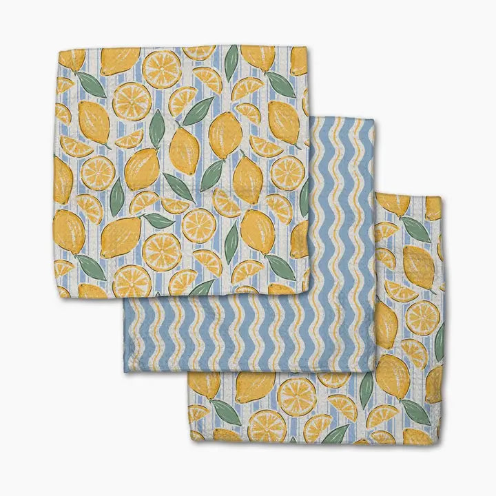 Lemon Waves Dishcloth Set of 3
