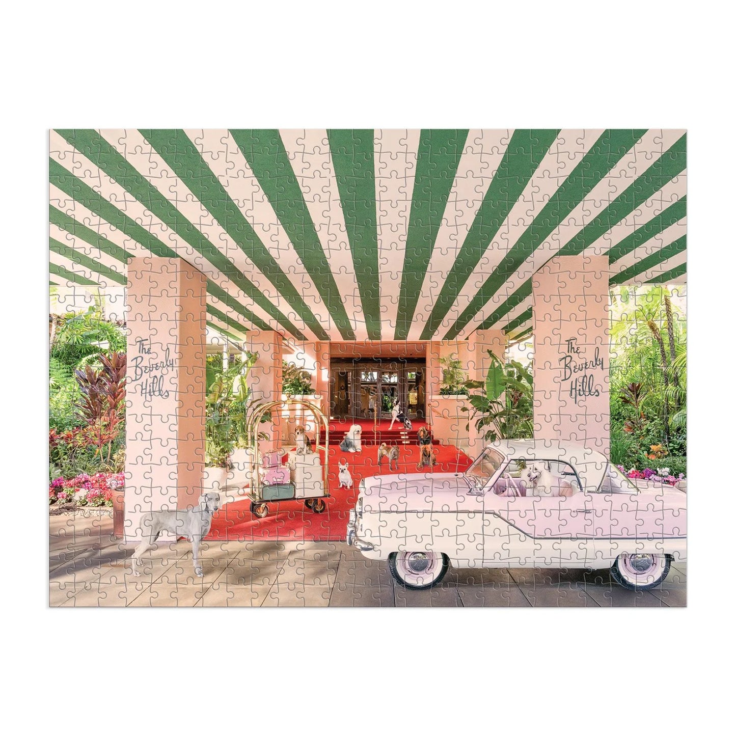 "The Dogs at the Beverly Hills Hotel" Double-Sided Puzzle by Gray Malin