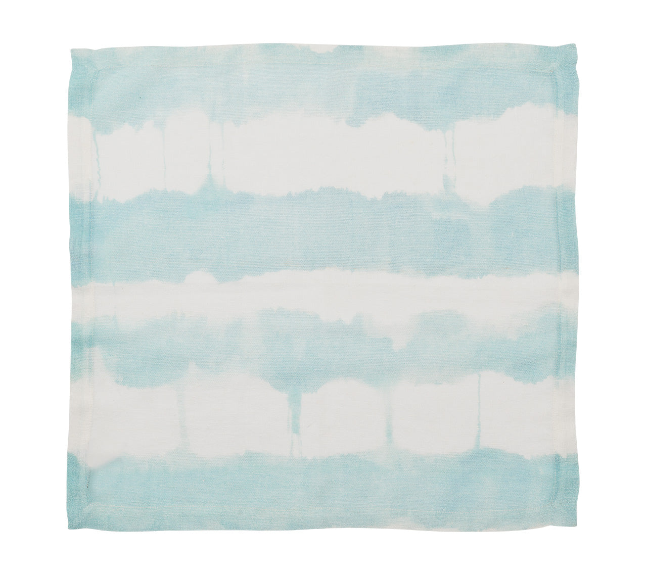 Watercolor Stripe Napkin in White & Seafoam