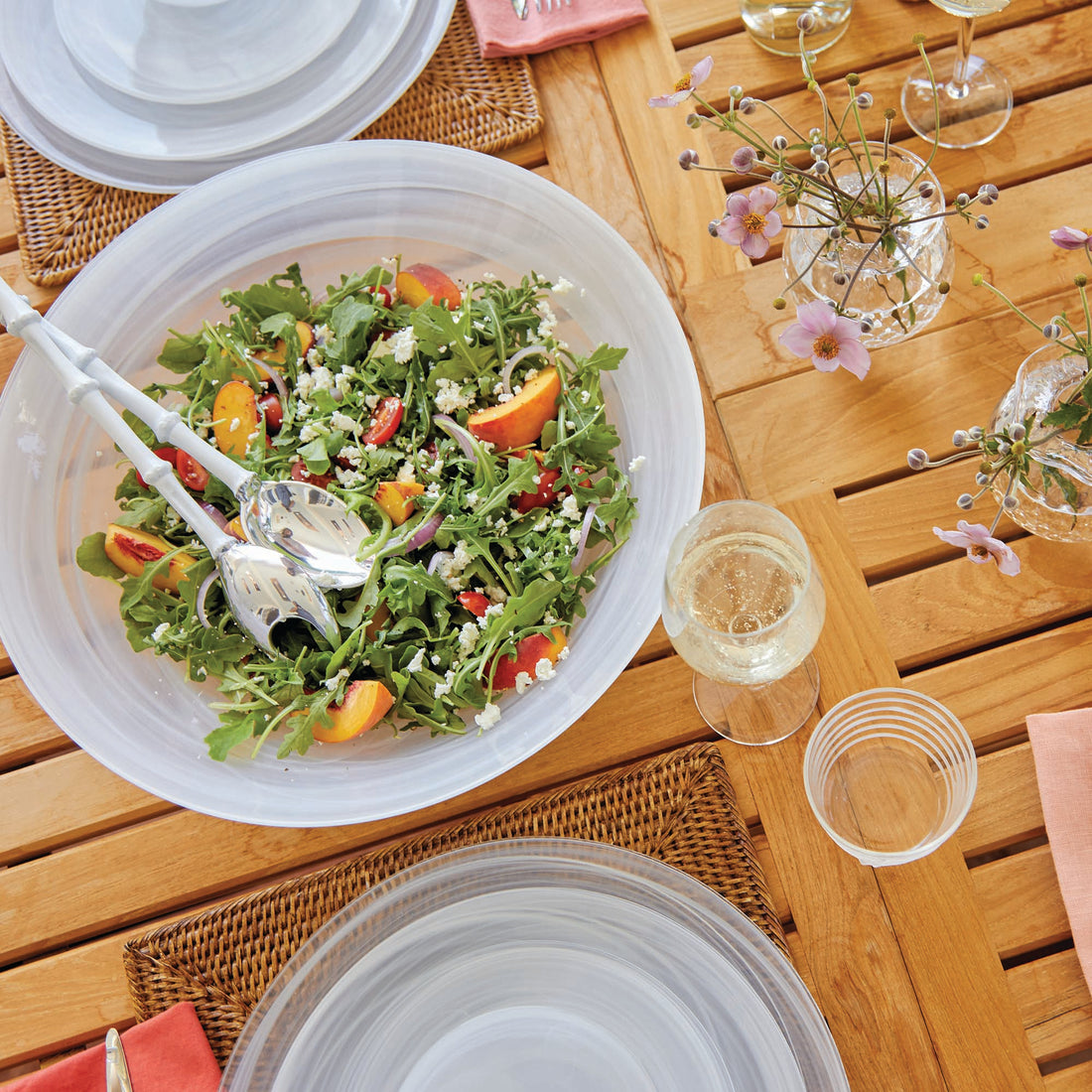 Bamboo White Salad Servers
