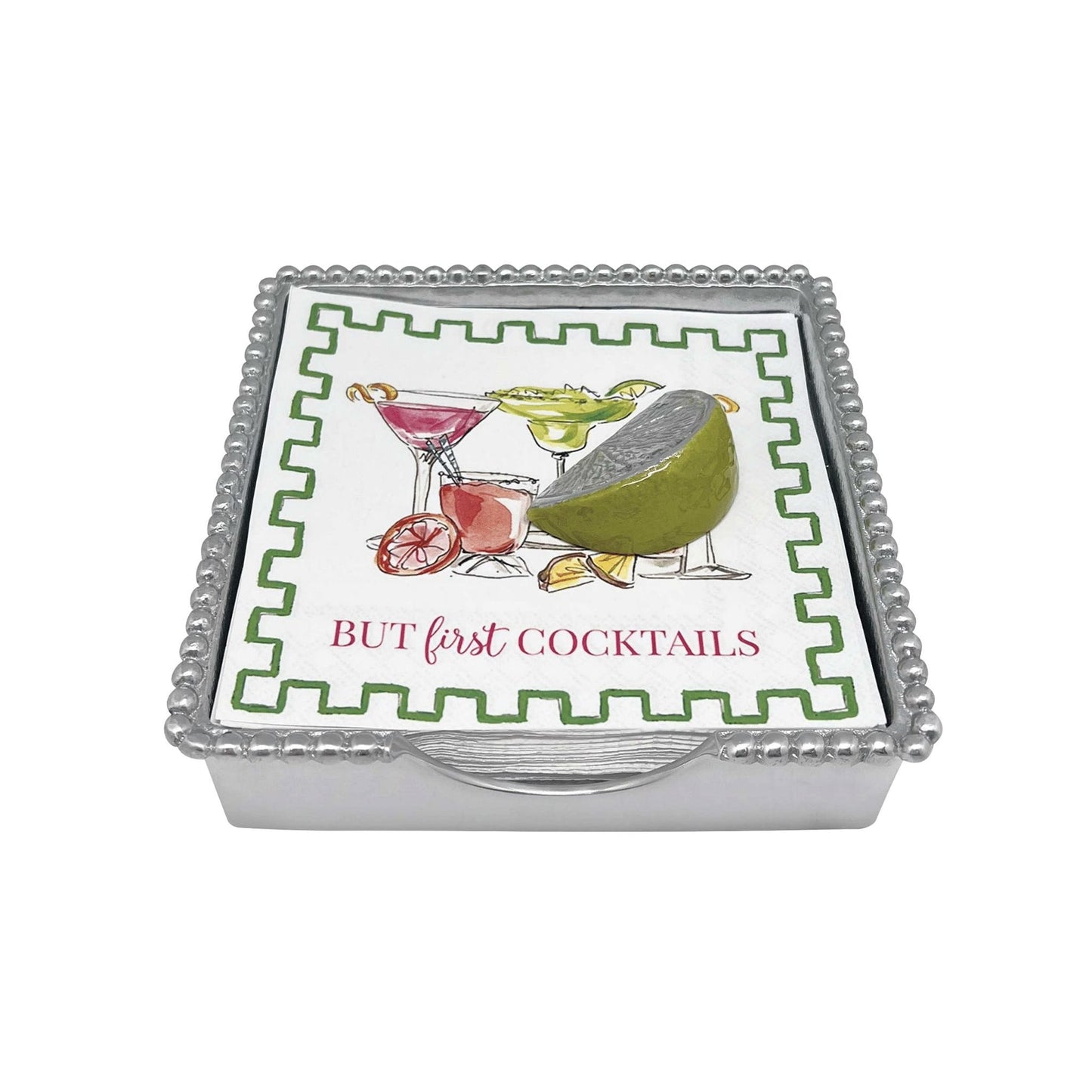 Green Lime Wedge Beaded Napkin Box Set