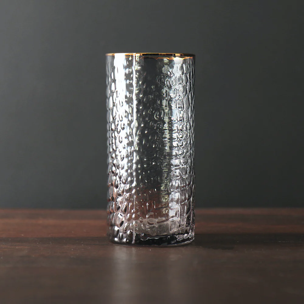 GLASS Croc Highball with Gold Rim - Smoke Grey