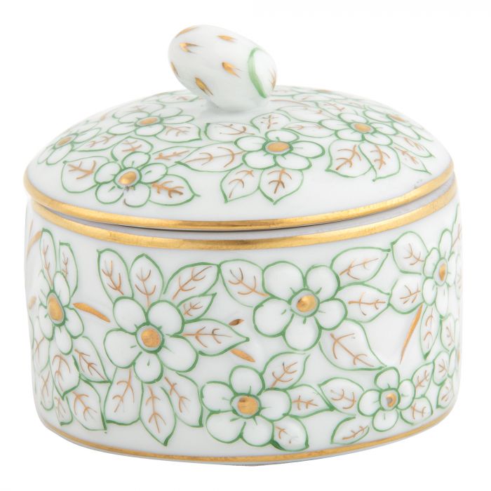 Round Relief Box with Berry in Green