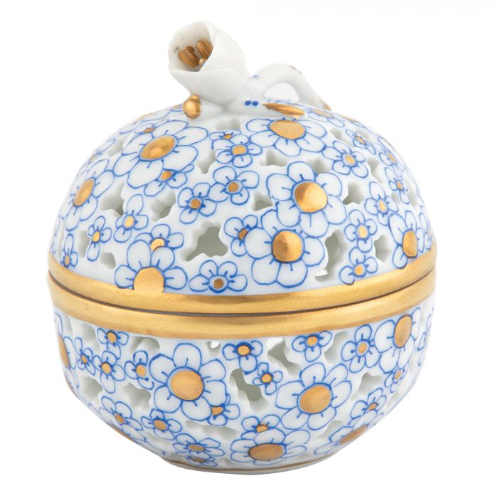 Openwork Ball with Bud in Blue