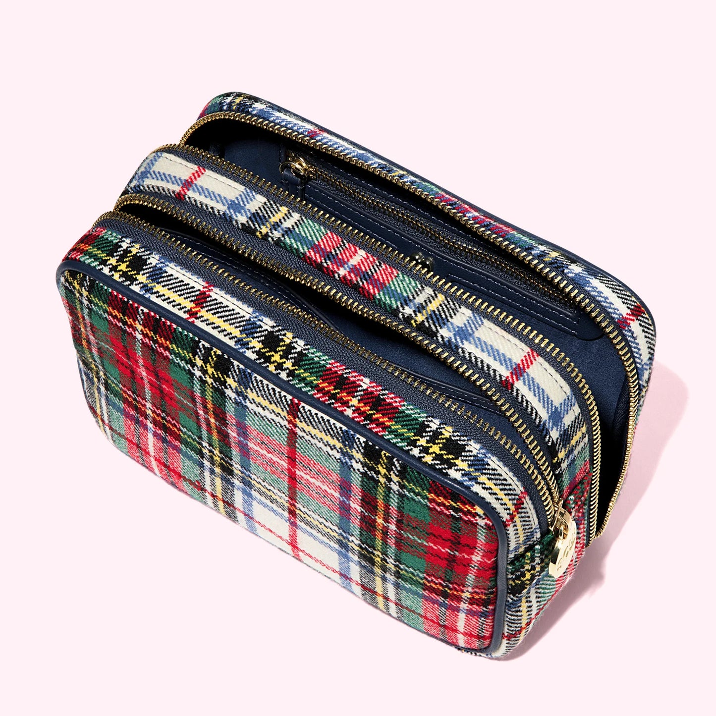 SCL Christmas Plaid Double Zip Pouch