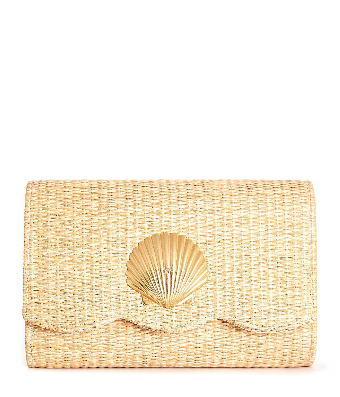 Scalloped Straw Clutch