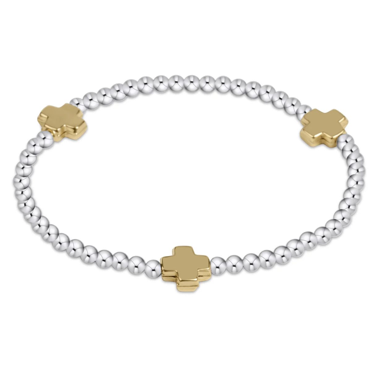 extends signature cross 3mm mixed metal bracelet - gold
