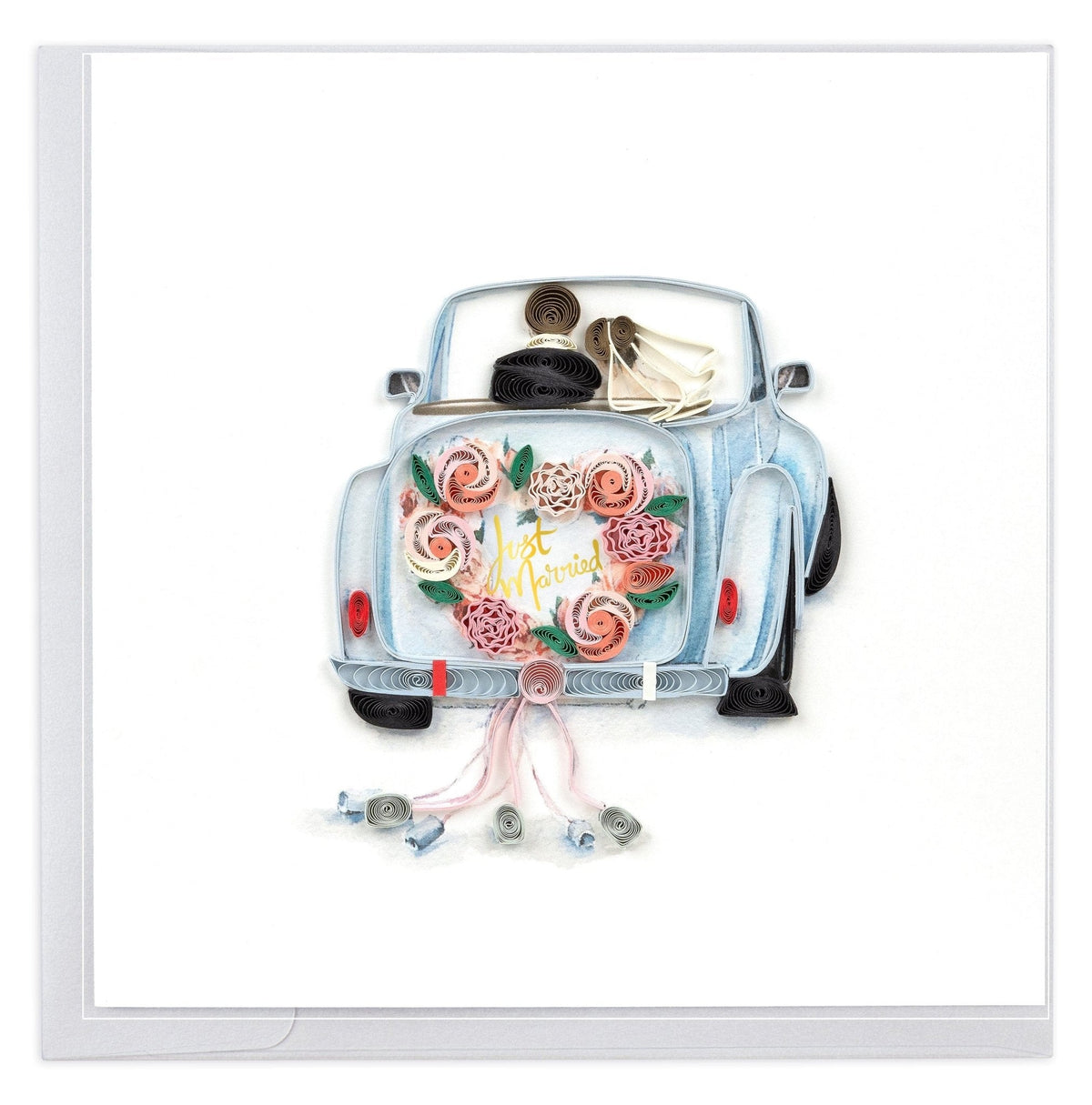 Quilling Card Quilled Just Married Car Wedding Card