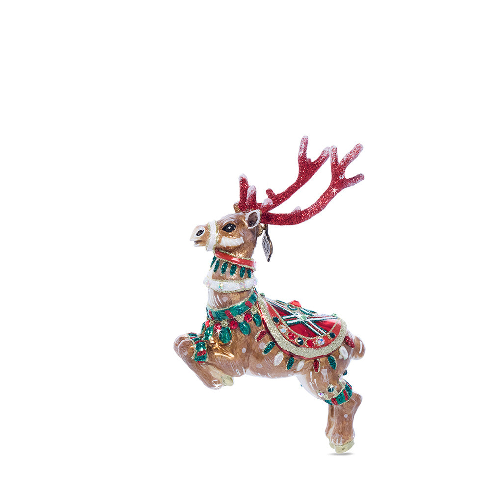 Comet Reindeer Glass Ornament