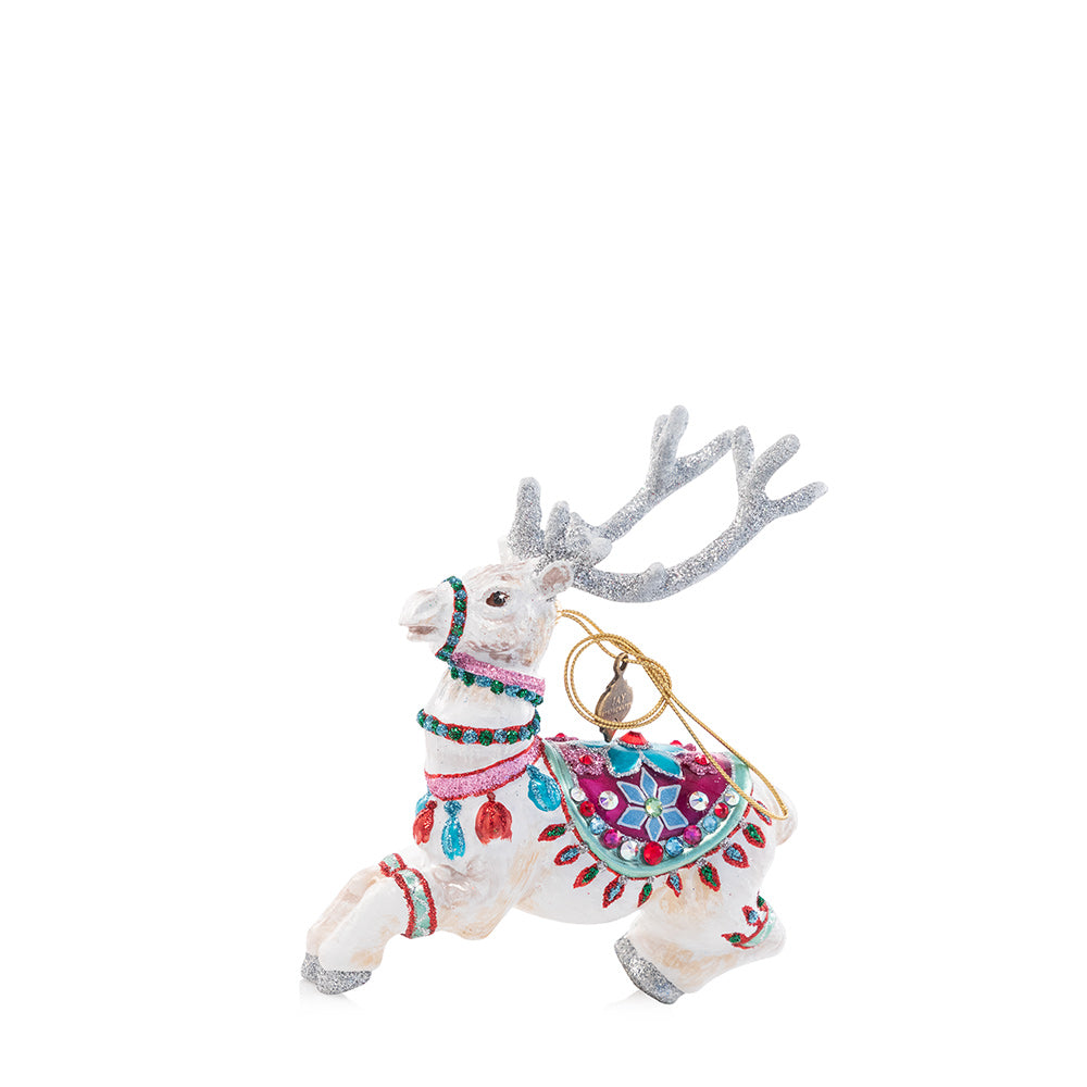 Cupid Reindeer Glass Ornament