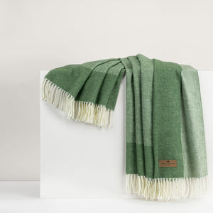 Olive Border Herringbone Throw