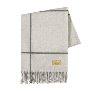 Light Gray & Dark Gray Windowpane Cashmere Throw
