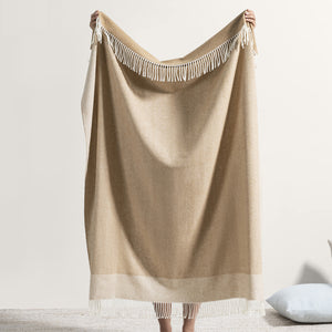 Caramel Border Herringbone Throw