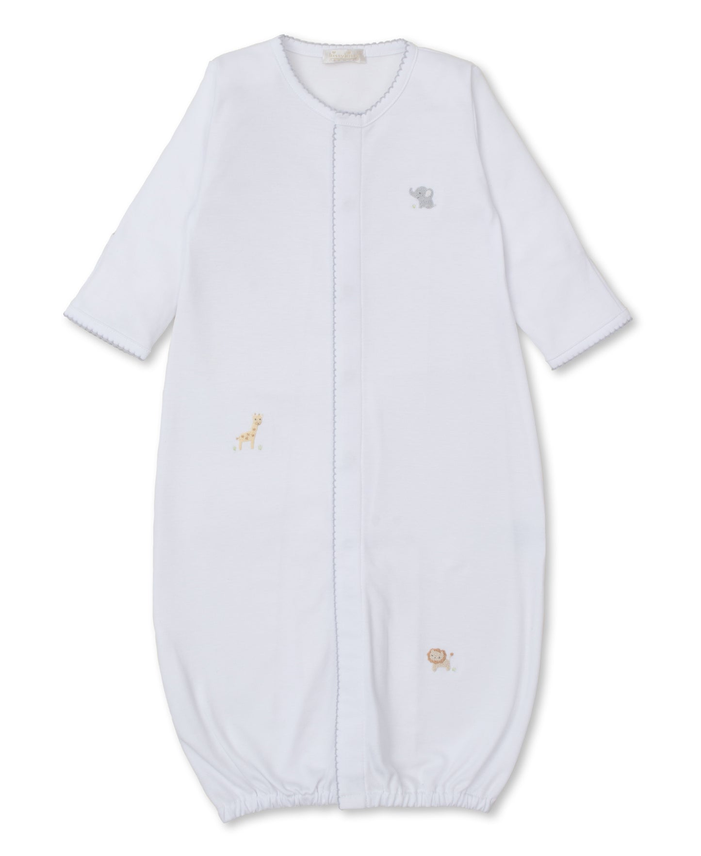 White and Silver Jungle Mates Hand Embroidered Converter Gown