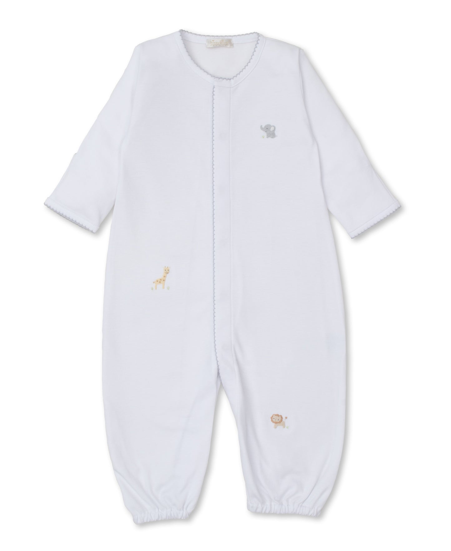 White and Silver Jungle Mates Hand Embroidered Converter Gown