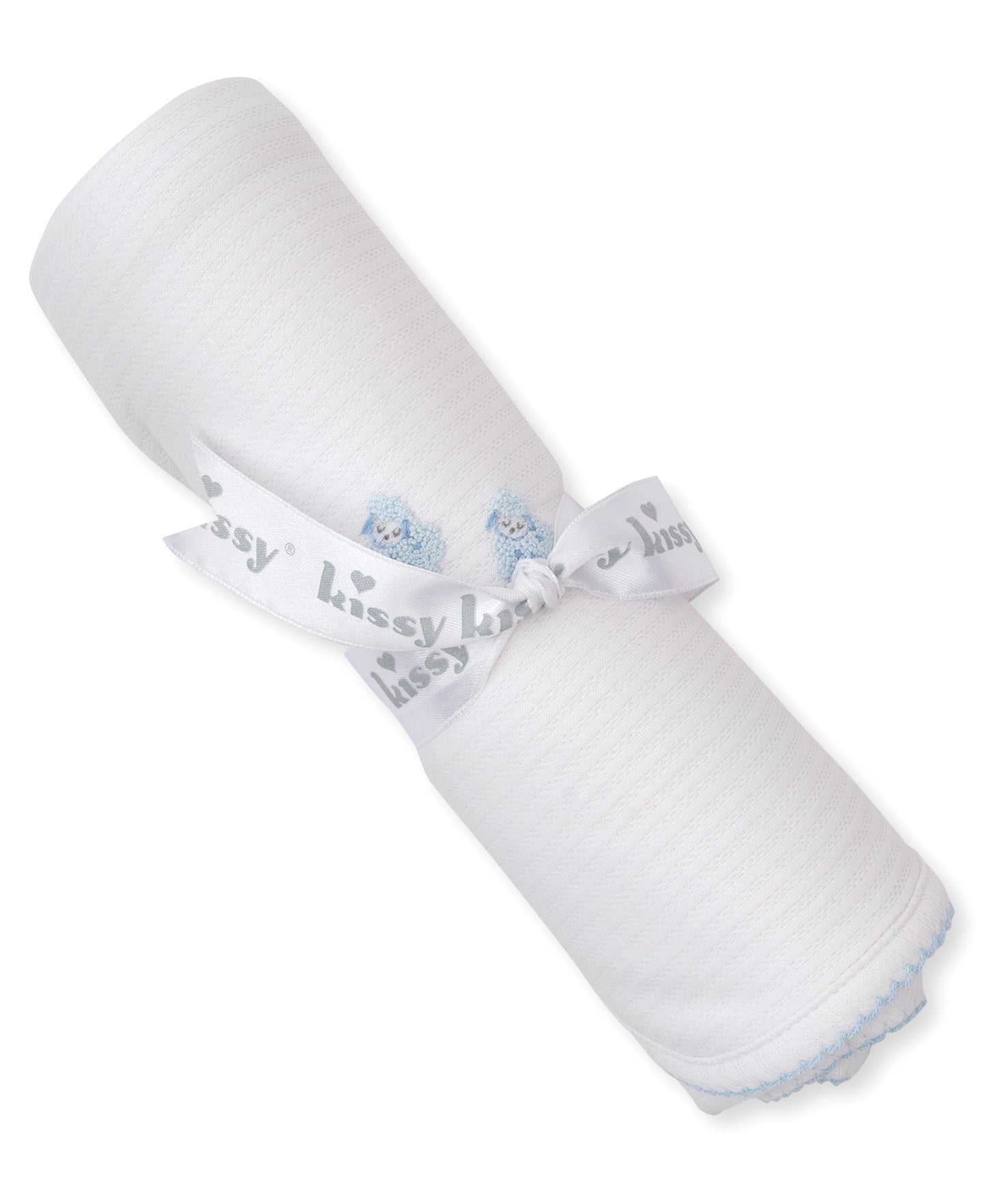 Light Blue Blanket w/ Hand Emb - Premier Baa Baa Baby Sheep