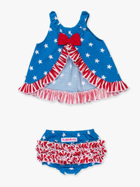 Baby Girls Stars & Stripes Knit Swing Top & Bloomer Set