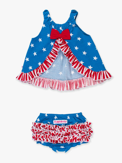 Baby Girls Stars & Stripes Knit Swing Top & Bloomer Set