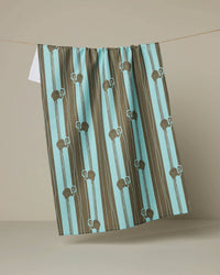 Flamingo Stripe Teal Tea Towel
