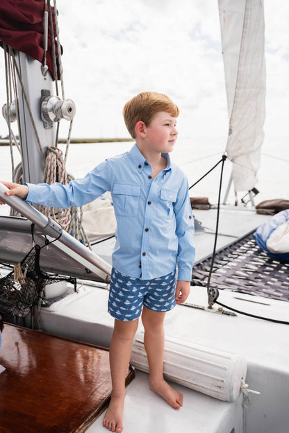 Flagler Performance Fishing Shirt Blue Stripe