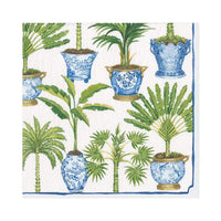 Caspari Potted Palms White Napkin, Luncheon