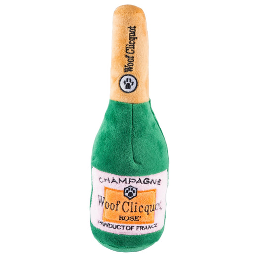 Woof Clicquot Rose' Champagne Bottle Squeaker Dog Toy - Small