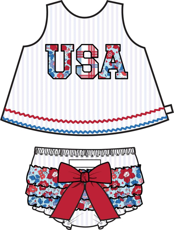 Baby Girls USA Freedom Floral Swing Top and Bloomer Set