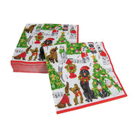 Caspari Caroling Pets Napkin, Cocktail