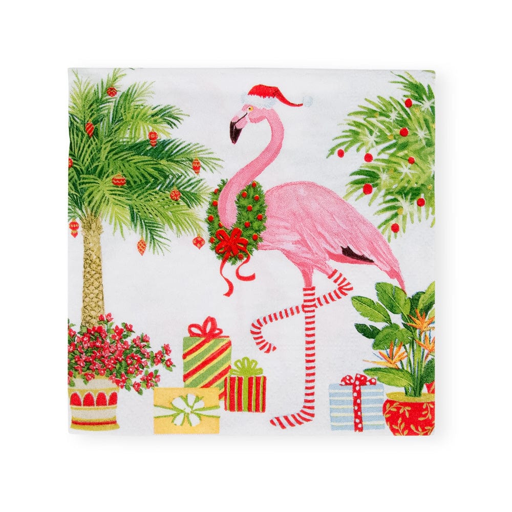 Christmas Flamingos Cocktail Napkin
