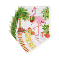Christmas Flamingos Cocktail Napkin