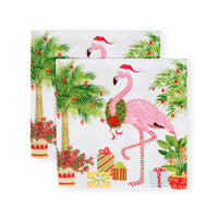 Christmas Flamingos Cocktail Napkin