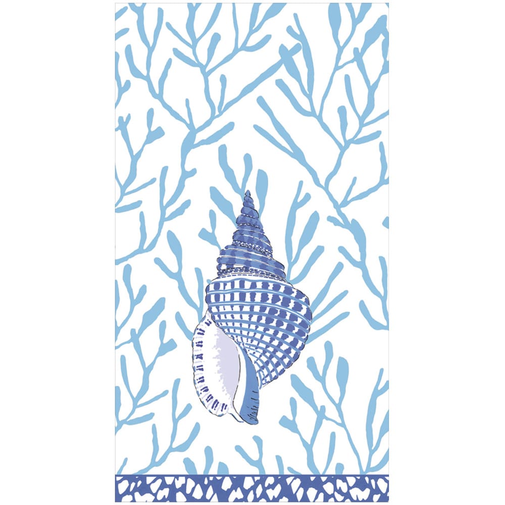 Caspari Shell Toile-Blue Napkin, Guest