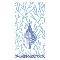 Caspari Shell Toile-Blue Napkin, Guest