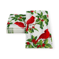Holly And Songbirds White & Silver Guest Towel Napkins