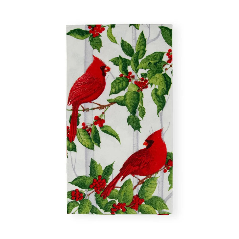 Holly And Songbirds White & Silver Guest Towel Napkins