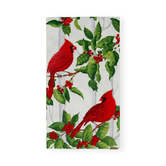 Holly And Songbirds White & Silver Guest Towel Napkins