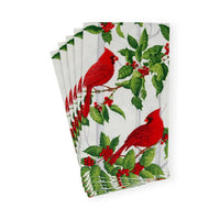 Holly And Songbirds White & Silver Guest Towel Napkins