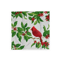 Holly And Songbirds White & Silver Luncheon Napkins