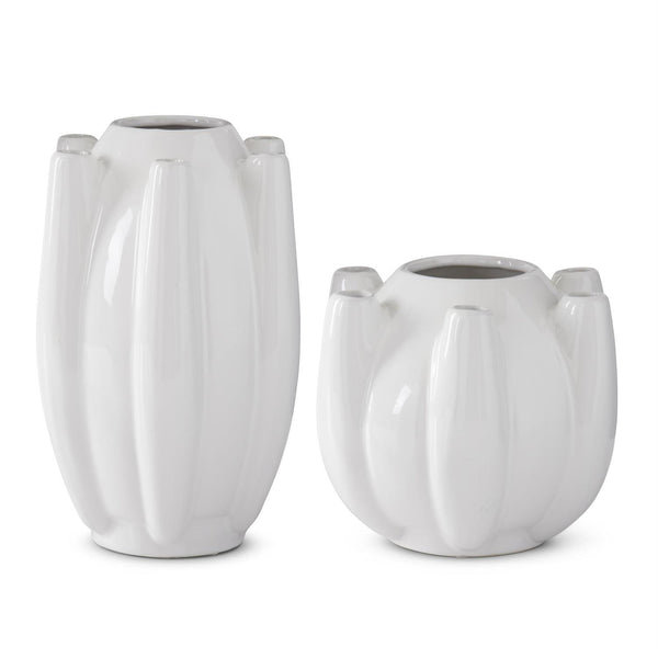 White Stoneware Tulipiere Vases