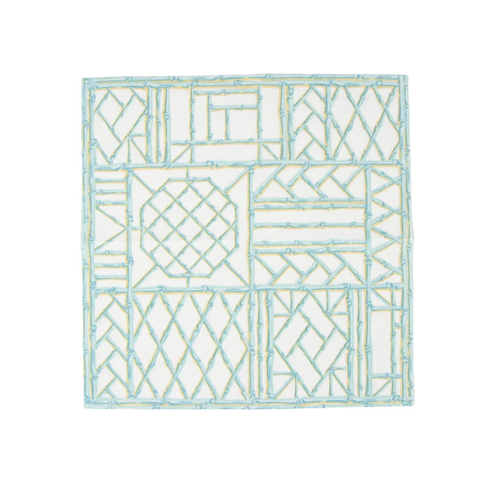 Bamboo Screen Robin's Egg-Ppr Linen Napkin Airlaid Cocktail-15 In
