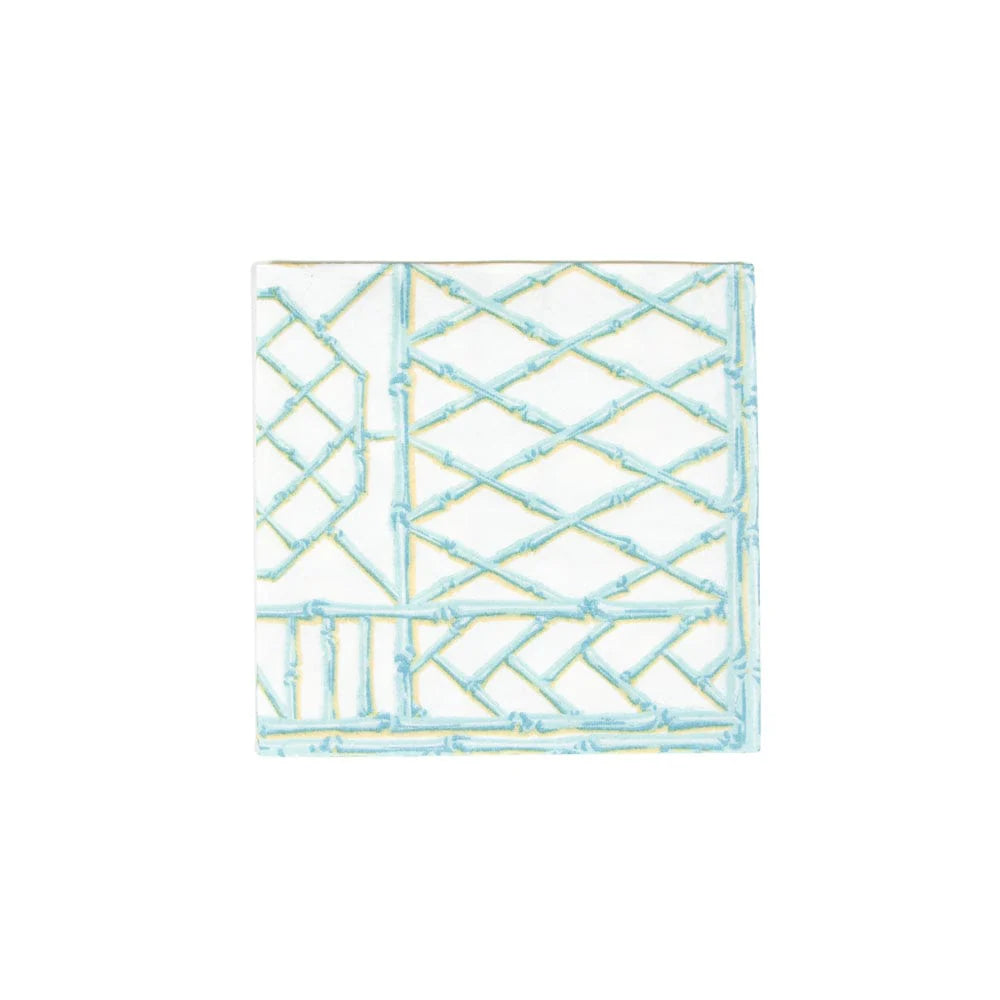 Bamboo Screen Robin's Egg-Ppr Linen Napkin Airlaid Cocktail-15 In