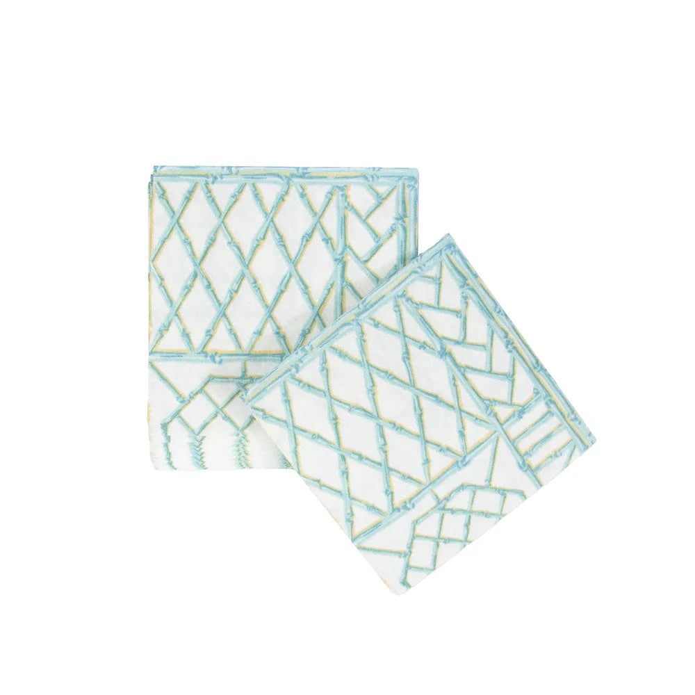 Bamboo Screen Robin's Egg-Ppr Linen Napkin Airlaid Cocktail-15 In