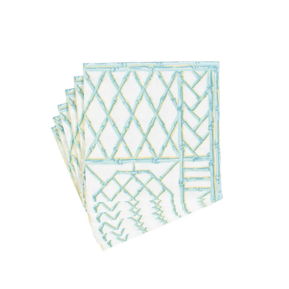 Bamboo Screen Robin's Egg-Ppr Linen Napkin Airlaid Cocktail-15 In