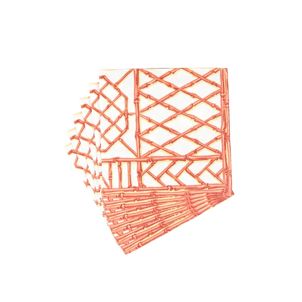 Bamboo Screen Coral-Paper Linen Napkin Airlaid Cocktail-15 In