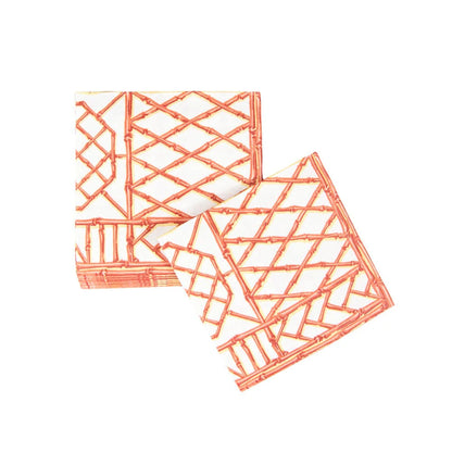 Bamboo Screen Coral-Paper Linen Napkin Airlaid Cocktail-15 In
