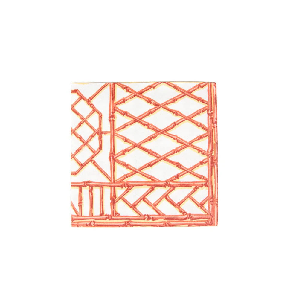 Bamboo Screen Coral-Paper Linen Napkin Airlaid Cocktail-15 In