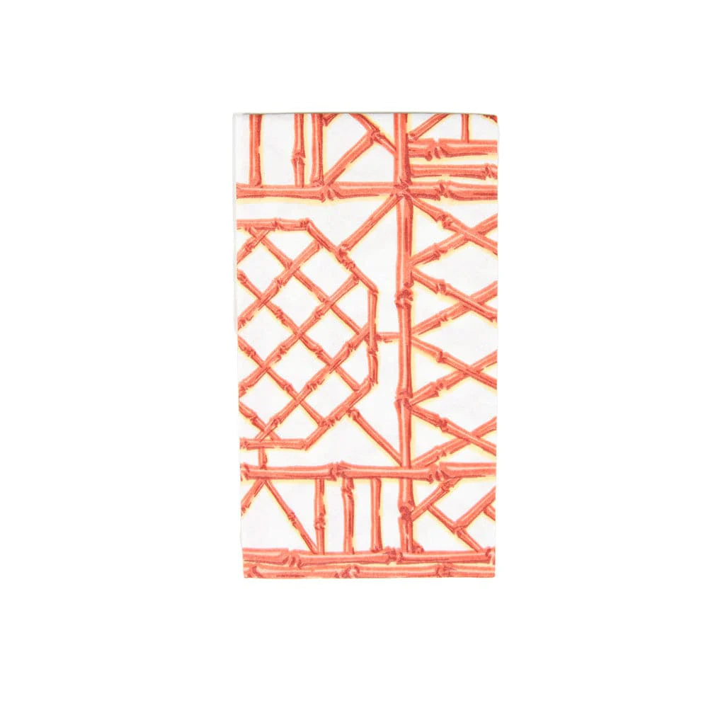 Bamboo Screen Coral-Paper Linen Guest Towels Airlaid - 12 In