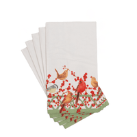Caspari Winter Birds and Berries Recycled Napkin, Guest