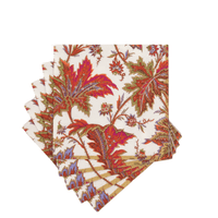 Caspari Paisley Leaves Ivory Napkin, Cocktail